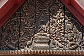 Vientiane, Laos - Wat Si Saket, detail of the gable of the gallery enclosing the sim.